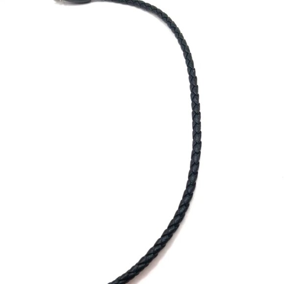 Black + Silver Stainless Steel Cross On Black Cord Choker Necklace 16 " - Picture 5 of 10